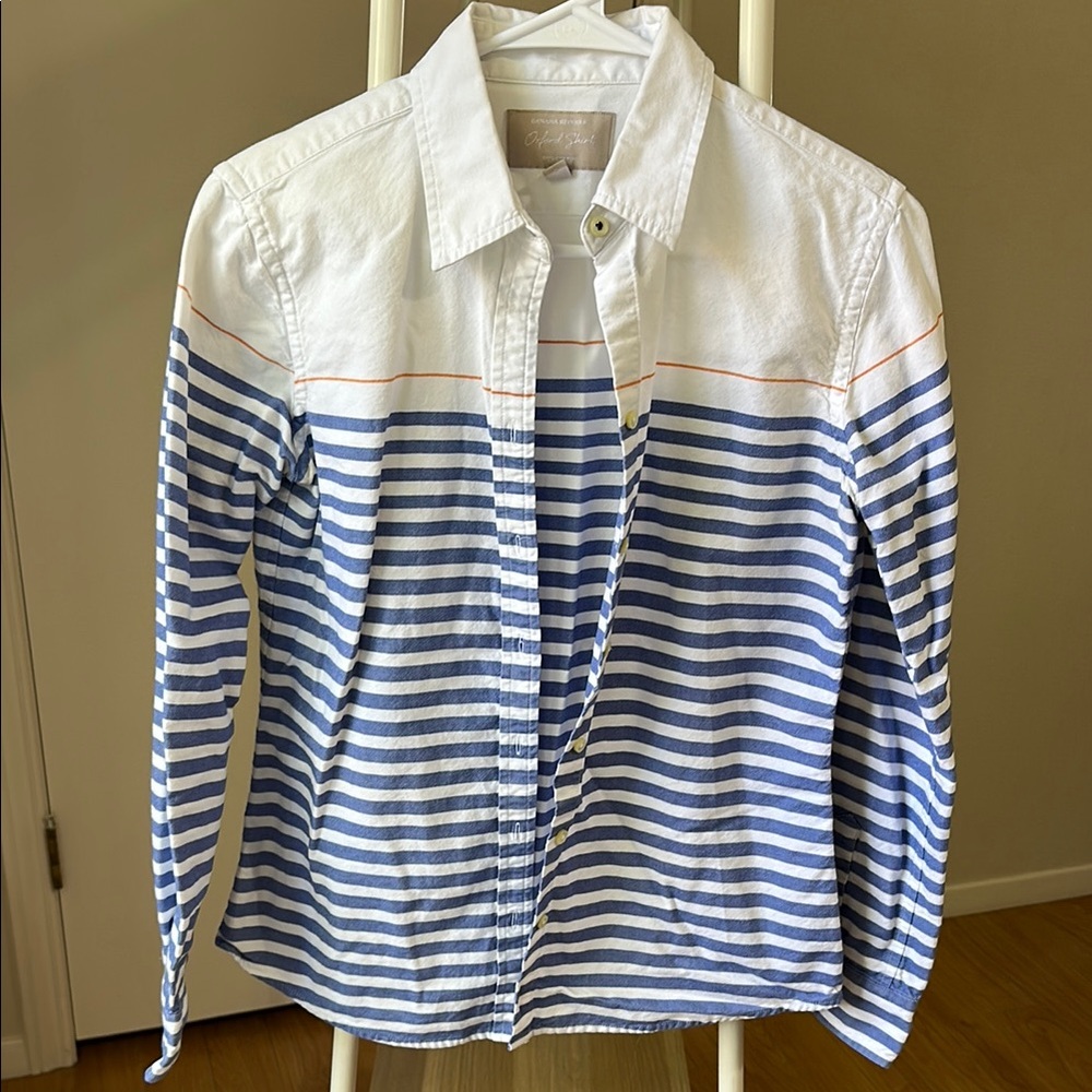 Striped Blue and White Button-Up Shirt